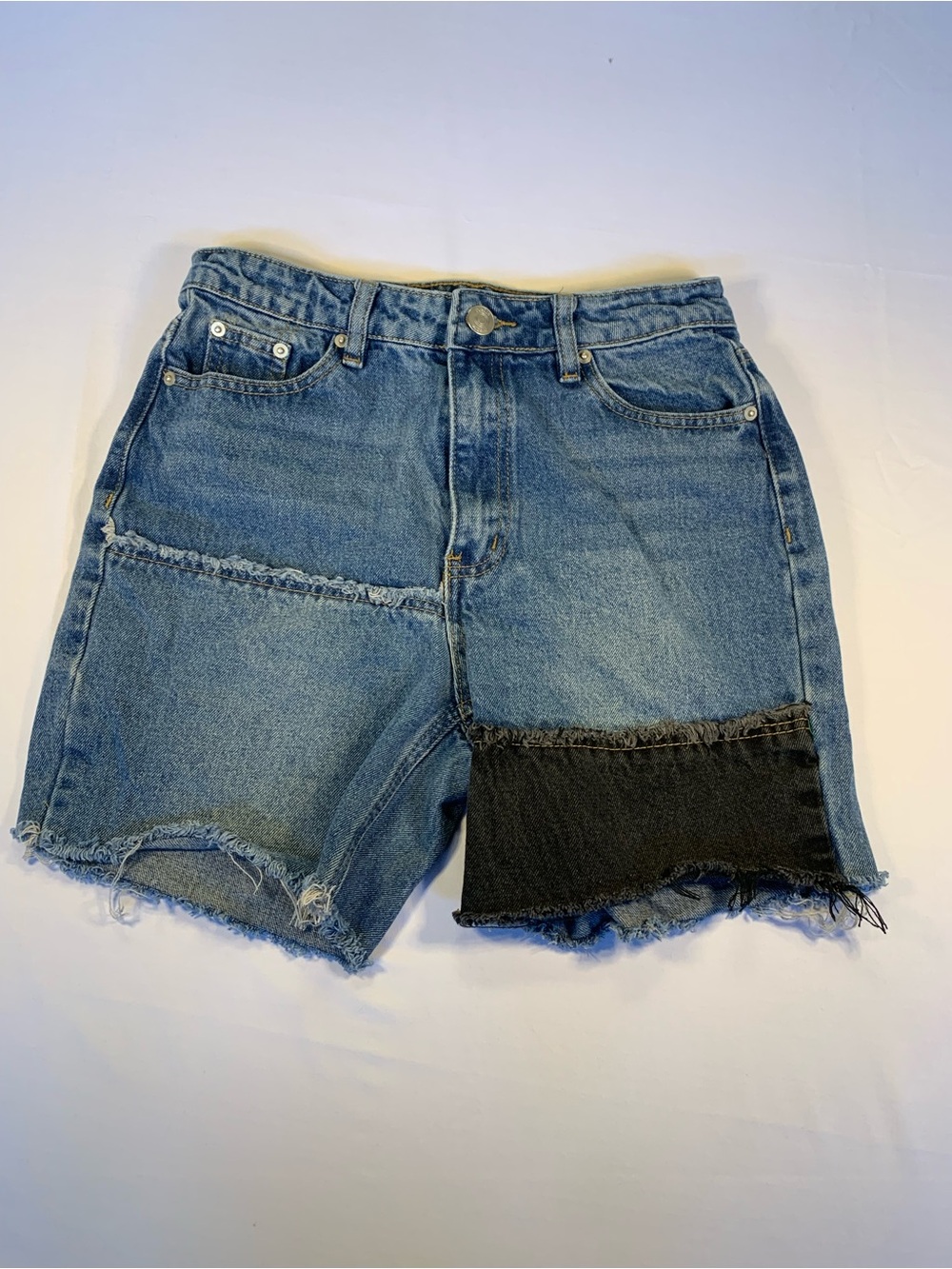 Rue 21 Raw Hem Patchwork Denim Shorts Junior Size 5